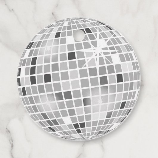 Silver Retro Disco Groovy Vrijgezellenfeest Bedankjes Labels (Achterkant)