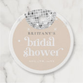 Silver Retro Disco Groovy Vrijgezellenfeest Bedankjes Labels (Voorkant)