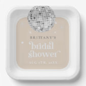 Silver Retro Disco Groovy Vrijgezellenfeest Favor  Papieren Bordje (Voorkant)