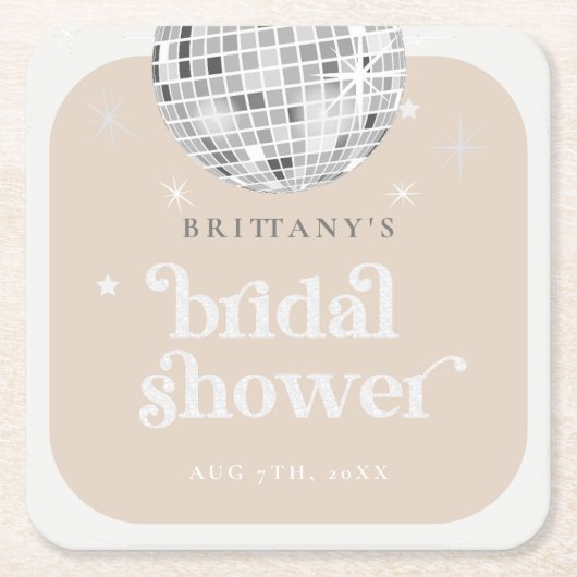 Silver Retro Disco Groovy Vrijgezellenfeest Kartonnen Onderzetters (Voorkant)