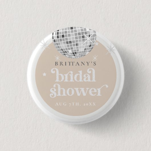 Silver Retro Disco Groovy Vrijgezellenfeest Ronde Button 3,2 Cm (Voorkant)