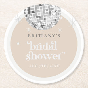 Silver Retro Disco Groovy Vrijgezellenfeest Ronde Kartonnen Onderzetter