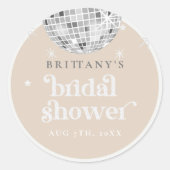 Silver Retro Disco Groovy Vrijgezellenfeest Ronde Sticker (Voorkant)