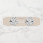 Silver Retro Disco Groovy Vrijgezellenfeest Waterfles Etiket (Enkel label)