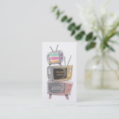 Silver Retro TV's Media Film Actor Visitekaartjes (Staand voorkant)