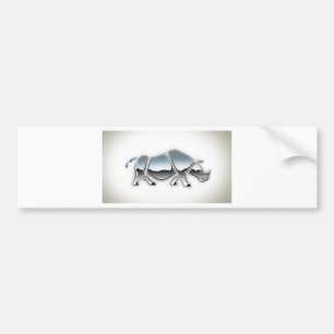 SILVER RHINO BUMPERSTICKER