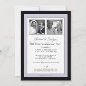 Silver Ribbon Damask Jubileum Party Invitation Kaart (Achterkant)