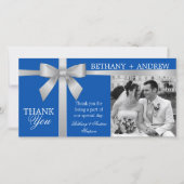 Silver Ribbon Royal Blue Wedding Bedankt (Voorkant)