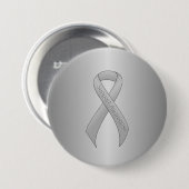 Silver Ribbon Support Awareness Ronde Button 7,6 Cm (Voorkant /achterkant)