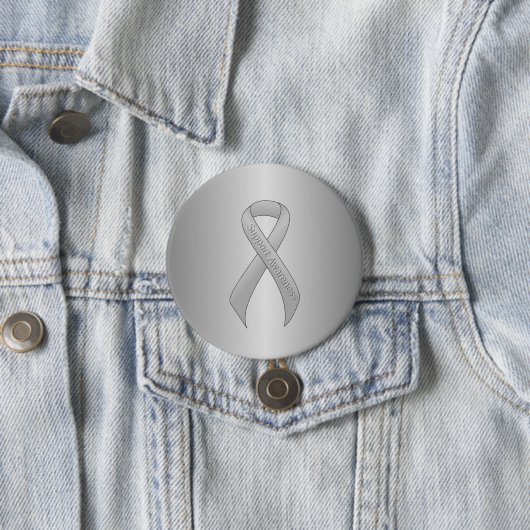Silver Ribbon Support Awareness Ronde Button 7,6 Cm (In situ)