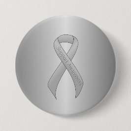 Silver Ribbon Support Awareness Ronde Button 7,6 Cm