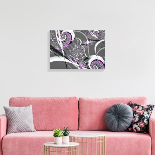 Silver Ribbons Abstracte Fine Art Canvas Afdruk (Insitu (Woonkamer))