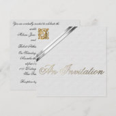 Silver Ribbons en Gold Wedding Kaart (Voorkant / Achterkant)