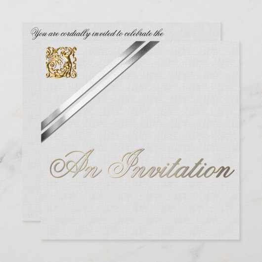 Silver Ribbons en Gold Wedding Kaart (Voorkant / Achterkant)