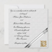 Silver Ribbons en Gold Wedding Kaart (Achterkant)