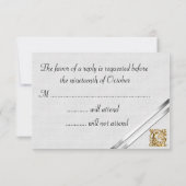 Silver Ribbons en Gold Wedding RSVP Kaartje (Achterkant)