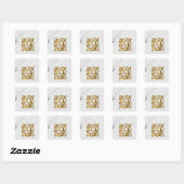 Silver Ribbons en Gold Wedding Vierkante Sticker (Vel)