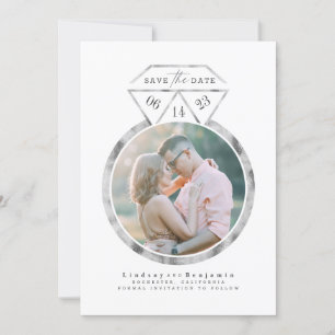 Silver Ring Modern en Elegant sparen de Foto van d Save The Date