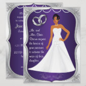 Silver Rings Bride Heart Paarse Weddenschap Kaart (Voorkant / Achterkant)