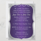 Silver Rings Bride Heart Paarse Weddenschap Kaart (Achterkant)