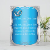 Silver Rings Pearls & Turquoise Wedding Invitation Kaart (Staand voorkant)