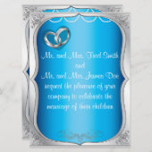 Silver Rings Pearls & Turquoise Wedding Invitation Kaart (Voorkant / Achterkant)