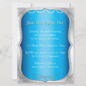 Silver Rings Pearls & Turquoise Wedding Invitation Kaart (Achterkant)