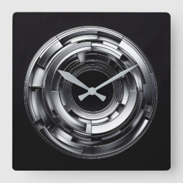 silver rings vierkante klok