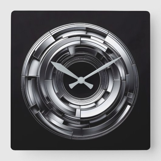 silver rings vierkante klok (Voorkant)