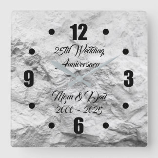 Silver Rock 25th Silver Wedding Jubileum Vierkante Klok