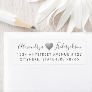 Silver Romantic Heart Return Address Etiket