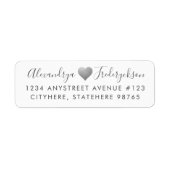 Silver Romantic Heart Return Address Etiket (Voorkant)