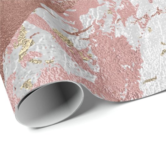 Silver Roos Abstract Gold Metallic Glass Stromen Cadeaupapier (Rol Hoek)