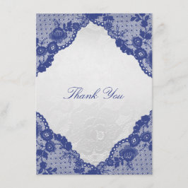 Silver Roos Blue Navy Lace Hartelijk dank Bedankkaart