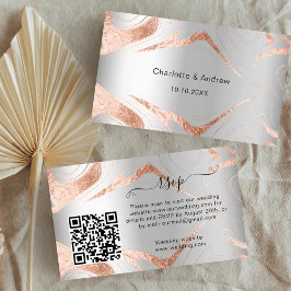 Silver roos bruiloft reactie website QR code RSVP Informatiekaartje