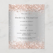 Silver roos budget bruiloft receptie uitnodiging (Voorkant)