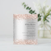 Silver roos budget bruiloft receptie uitnodiging (Staand voorkant)