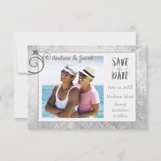 Silver Roos Gay Photo Save the Date (Voorkant)