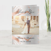 Silver roos gold 2 foto's bruiloft bedankje kaart (Voorkant)