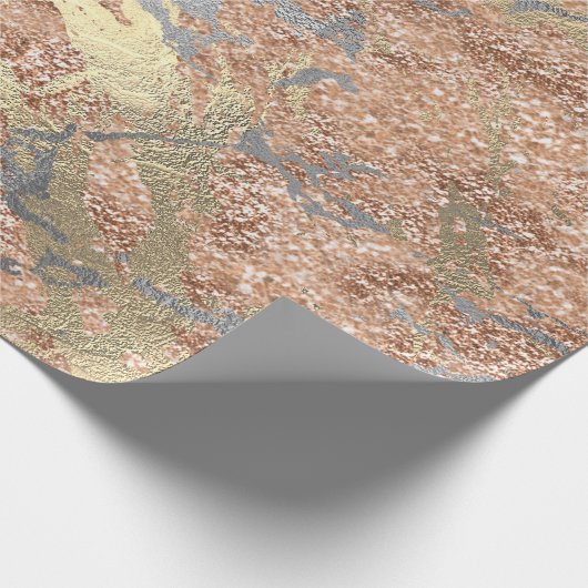 Silver Roos Gold Abstract Molten Champaign Gold Cadeaupapier (Hoek)