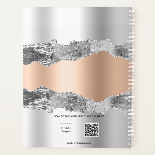Silver roos gold agate marble name script 2023 planner (Achterkant)