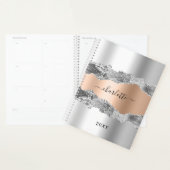 Silver roos gold agate marble name script 2023 planner (Display)