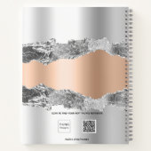 Silver roos gold agate marble name script notitieboek (Achterkant)