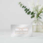 Silver Roos Gold Decor met monogram en foto Visitekaartje (Staand voorkant)