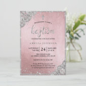 Silver Roos Gold Diamond Lace Cross doop Kaart (Staand voorkant)