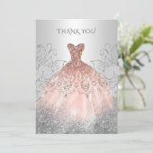 Silver Roos Gold Dress Bedankkaart (Staand voorkant)