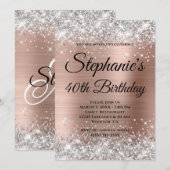 Silver Roos Gold Fancy monogram 40e verjaardag Kaart (Voorkant / Achterkant)