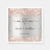 Silver roos gold glitter de heer mrs hart bruiloft servet (Voorkant)