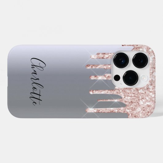 Silver roos Gold glitter druppelt monogram Case-Mate iPhone Case (Achterkant (horizontaal))