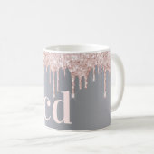 Silver roos Gold glitter druppelt monogram Koffiemok (Voorkant rechts)